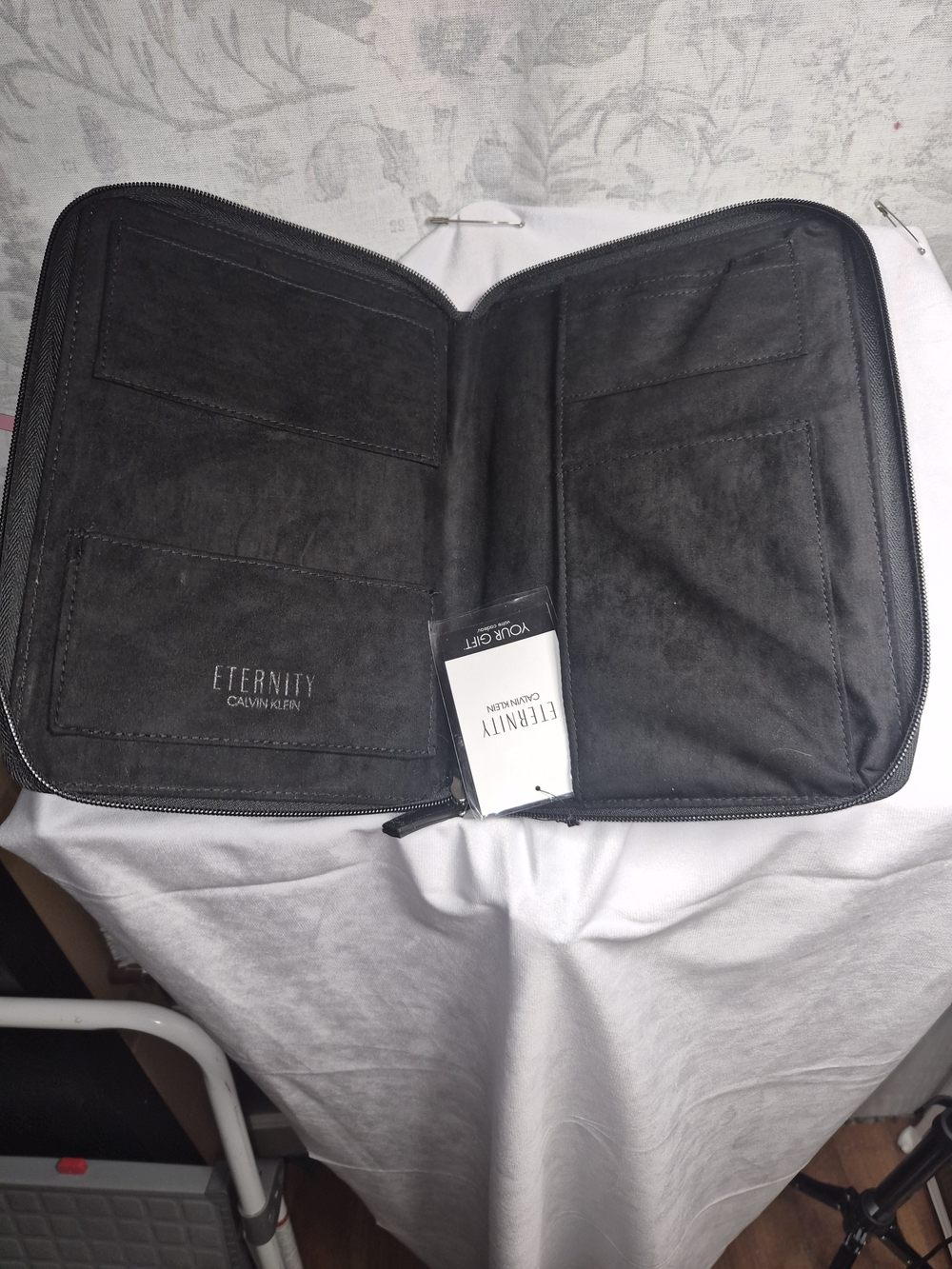 Calvin Klein Eternity Travel Document Organizer Wallet Black NWT